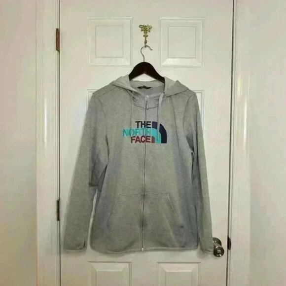North Face sweatshirt zipper jacket size extra large grey purple teal - Picture 1 of 2